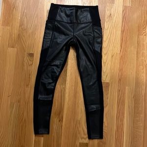 Athleta black faux leather leggings, size s, like new